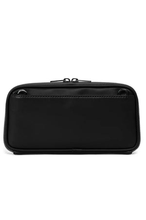Black pouch with zippers on a white background