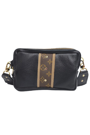 Bella Belt Bag In Black Leather | Upcycled LV