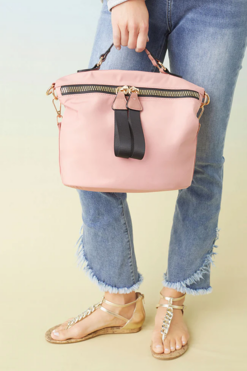 Mariah Chunky Zipper Crossbody | Light Rose