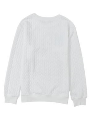 'Merry & Bright' Embroidered Cable Knit Sweatshirt