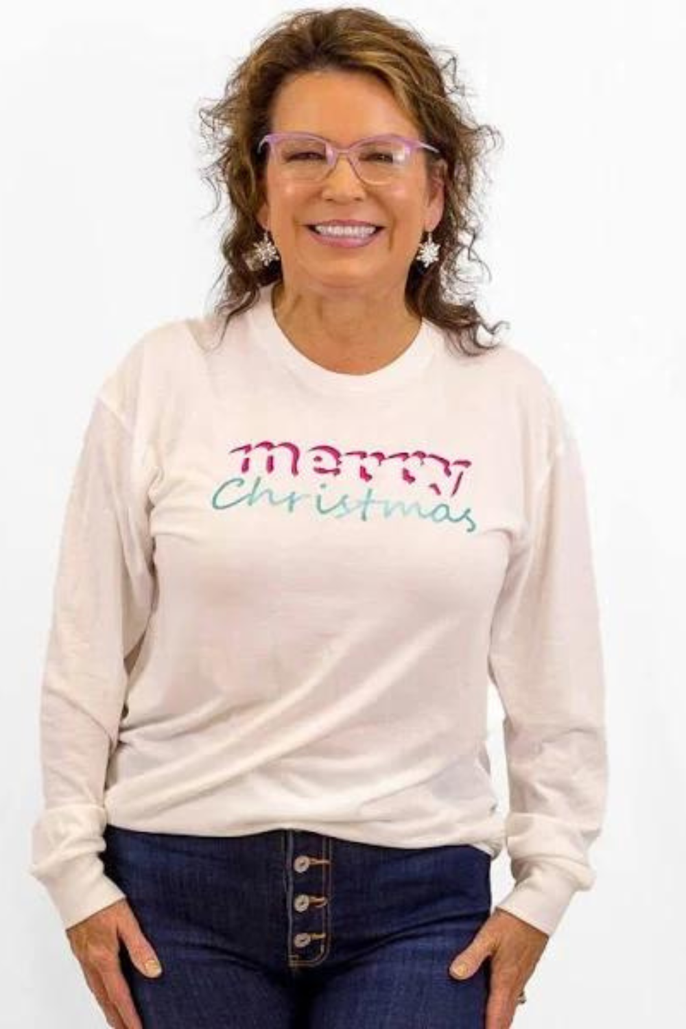 Merry Christmas Long Sleeve Crew Neck Tee