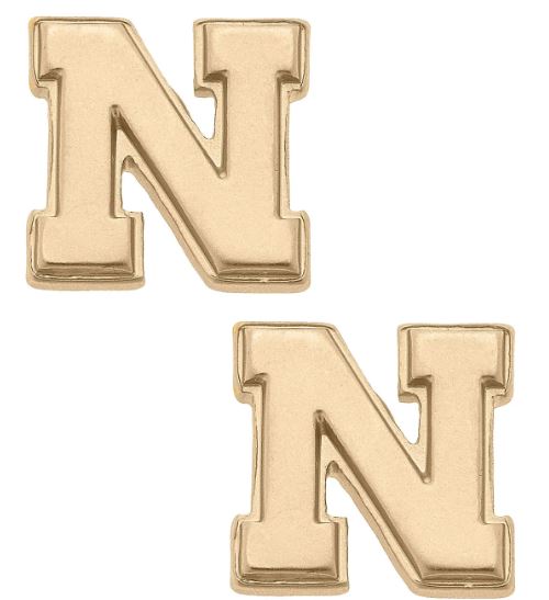 Nebraska Cornhuskers 24K Gold Plated Stud Earrings