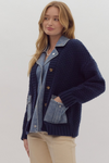 Cozy Vibes Button-Up Cardigan | Navy