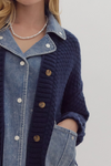 Cozy Vibes Button-Up Cardigan | Navy