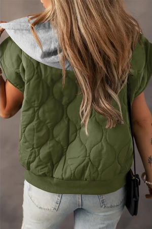 PREORDER Quilted Hooded Puffer Vest | Olive