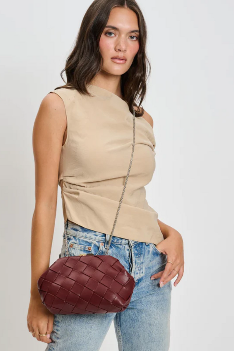 Pauline Woven Crossbody | Burgundy