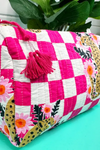 The Molly | Pink Checkered Jaguar Print