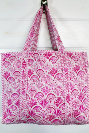 The Audrey | Pink Seashells Tote Bag