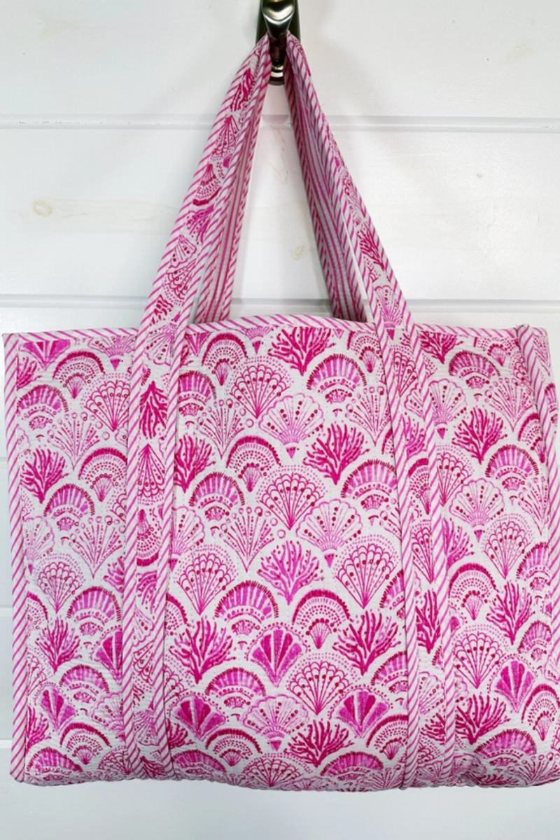 The Audrey | Pink Seashells Tote Bag