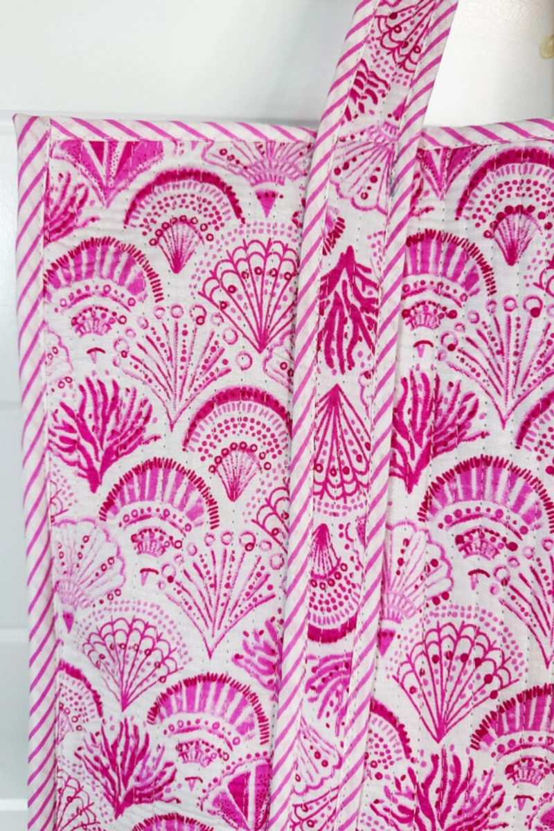 The Audrey | Pink Seashells Tote Bag