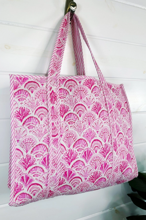 The Audrey | Pink Seashells Tote Bag