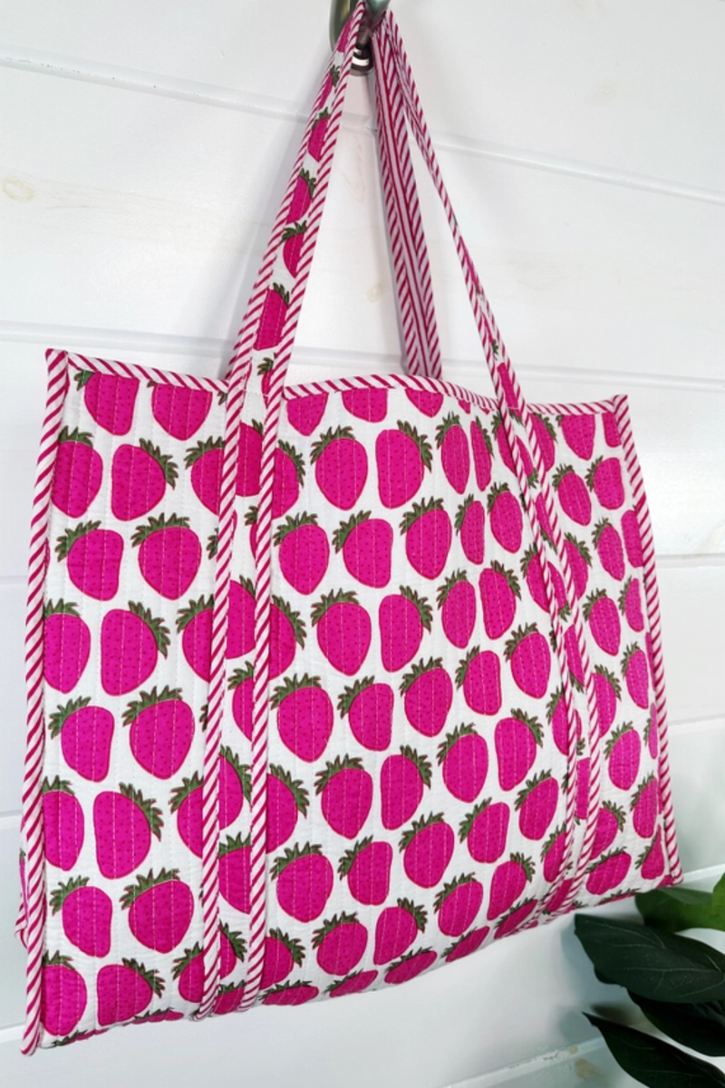 The Audrey | Pink Strawberry Tote Bag