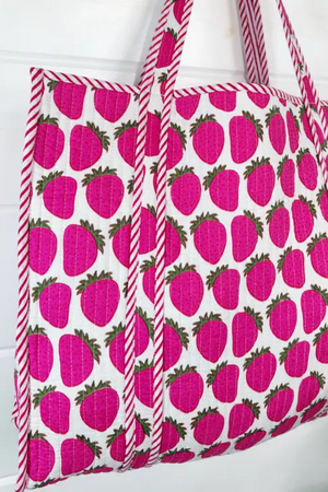 The Audrey | Pink Strawberry Tote Bag