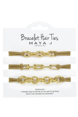 Bracelet Hair Ties - Tan with Gold