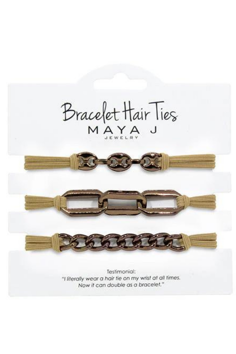 Bracelet Hair Ties - Tan with Chocolate