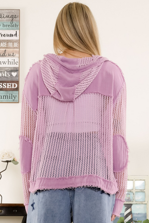 Lavender Linen Knit Hoodie