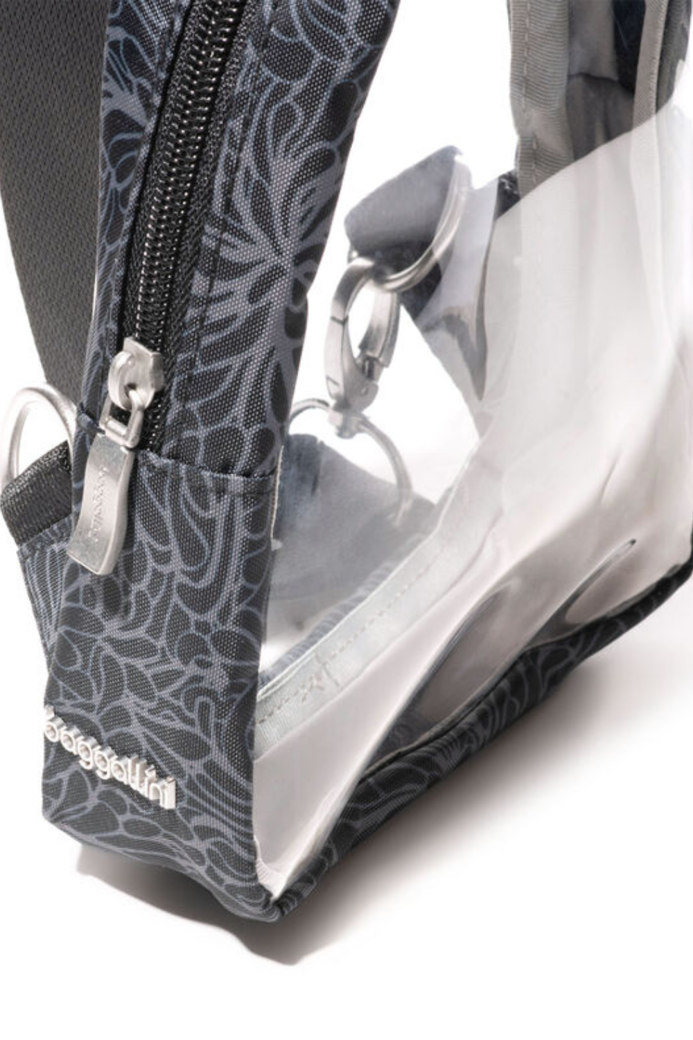 Baggallini Clear Stadium Mini Sling Midnight Blossom Material