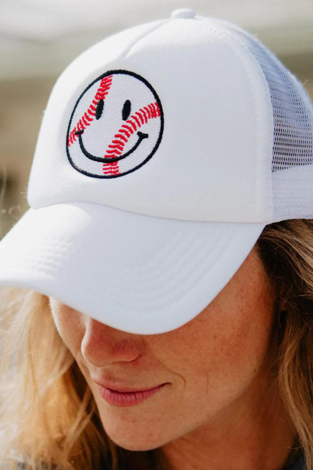 Baseball Happy Face Snapback Hat - PREORDER