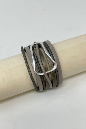 Taupe Bronze and Silver Multi Strap Bracelet