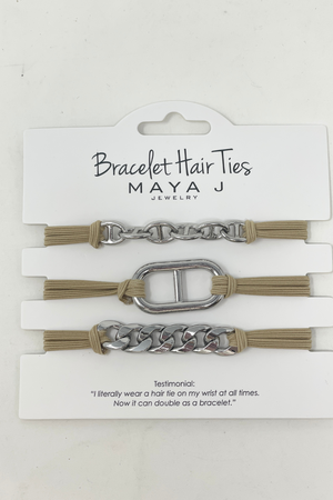 Bracelet Hair Ties Tan Silver 1