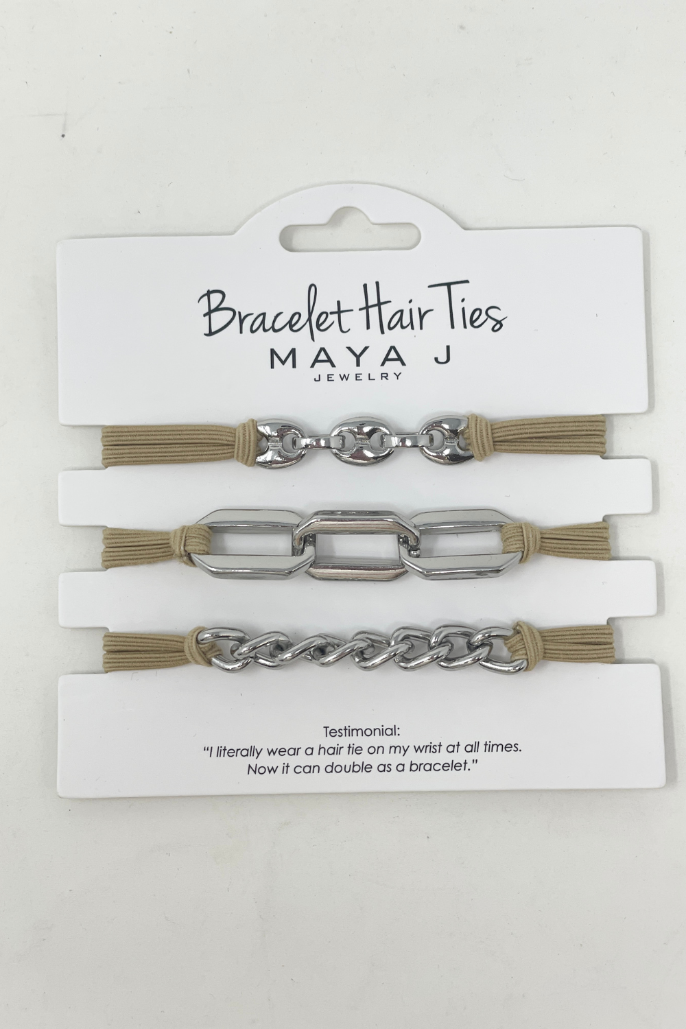Bracelet Hair Ties Tan Silver 2