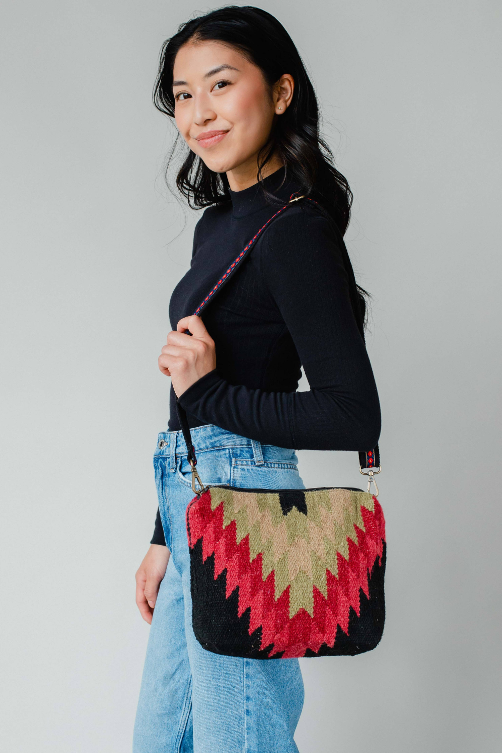 Black, Green & Red Aztec Crossbody