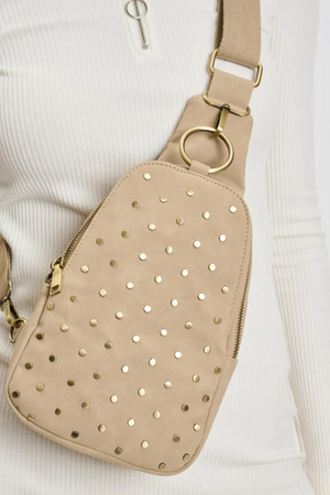 Regina Studded Sling Backpack | Natural