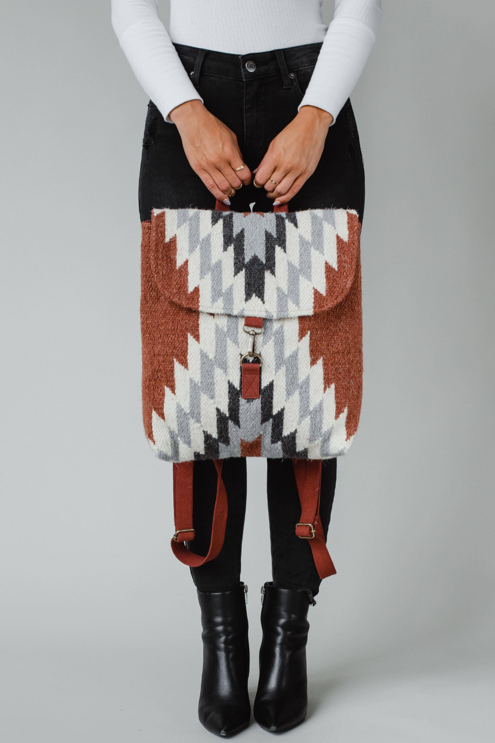 Rust, Cream & Gray Aztec Backpack