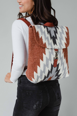 Rust, Cream & Gray Aztec Backpack