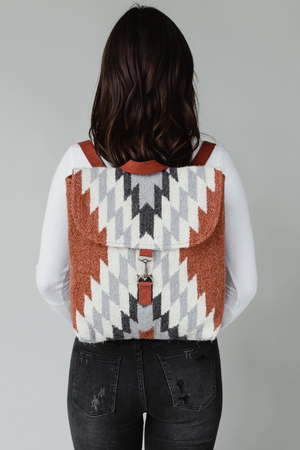 Rust, Cream & Gray Aztec Backpack