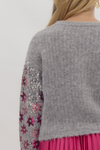 Gray & Pink Stardust Sweater