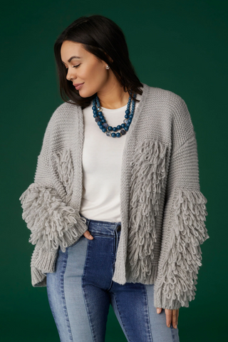 Sidra Loop Knit Cardigan | Grey – Material Girl Handbags