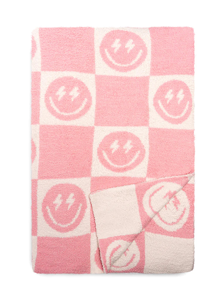 Pink & White Smile Bolt Blanket
