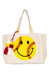 Softball Oversized Happy Face Canvas Tote Bag | PREORDER