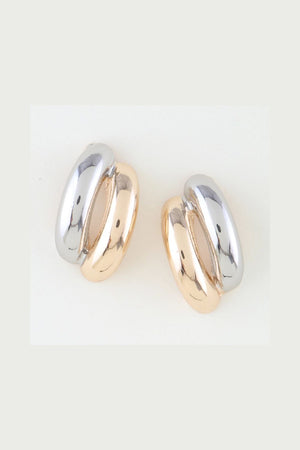 Two Toned Open Hoop Earrings