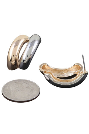 Two Toned Open Hoop Earrings