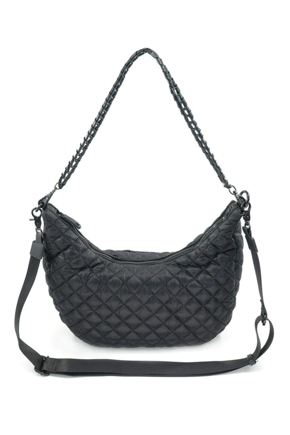 Quilted Nylon Hobo Bag