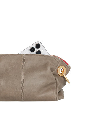 Hammitt Daniel Crossbody Clutch SML | Pewter/Brushed Gold Red Zip