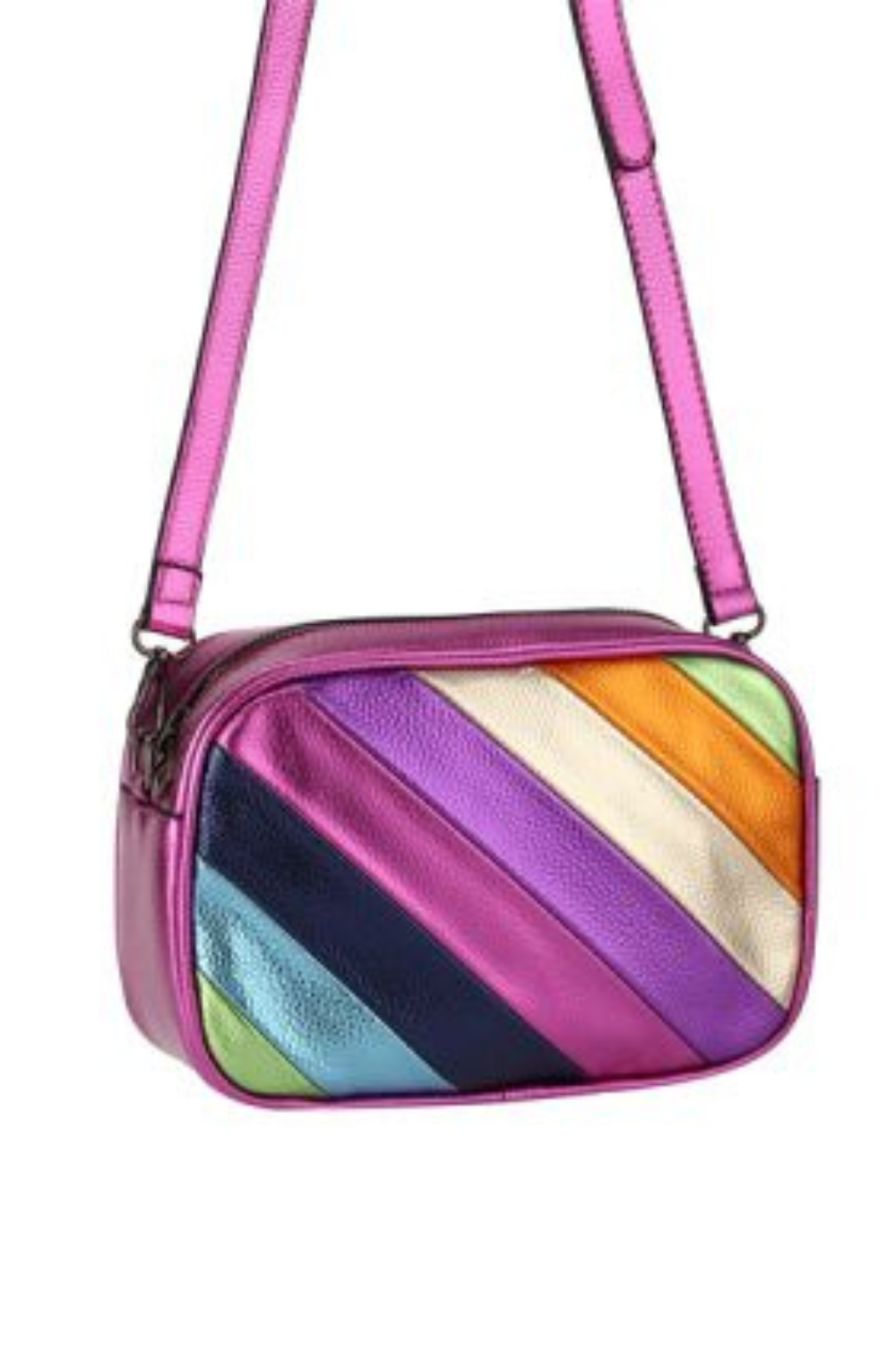 Pink Multi Color Faux Leather Crossbody