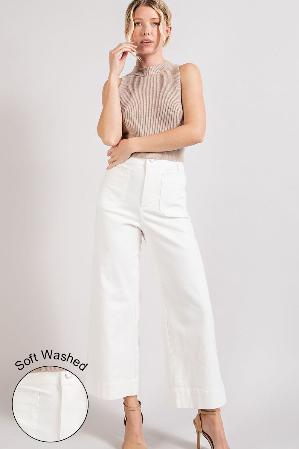 Soft Washed Wide Leg Pants | Off White