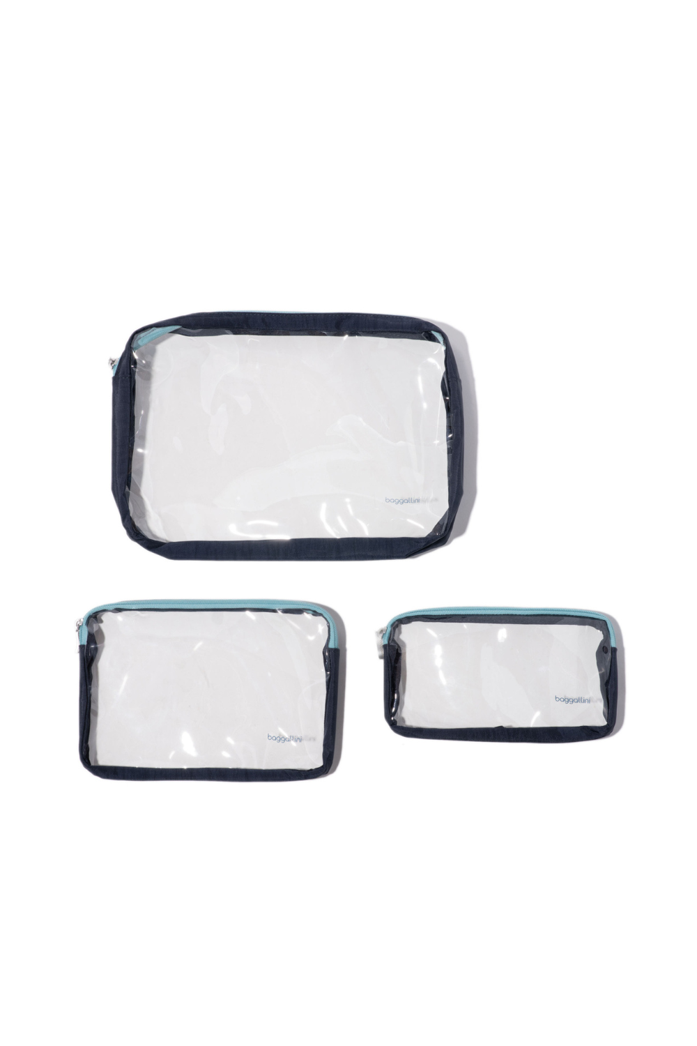 Baggallini Clear Travel Pouches | French Navy Color Block