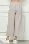 Oatmeal Pearl Detail Texture Cropped Pants