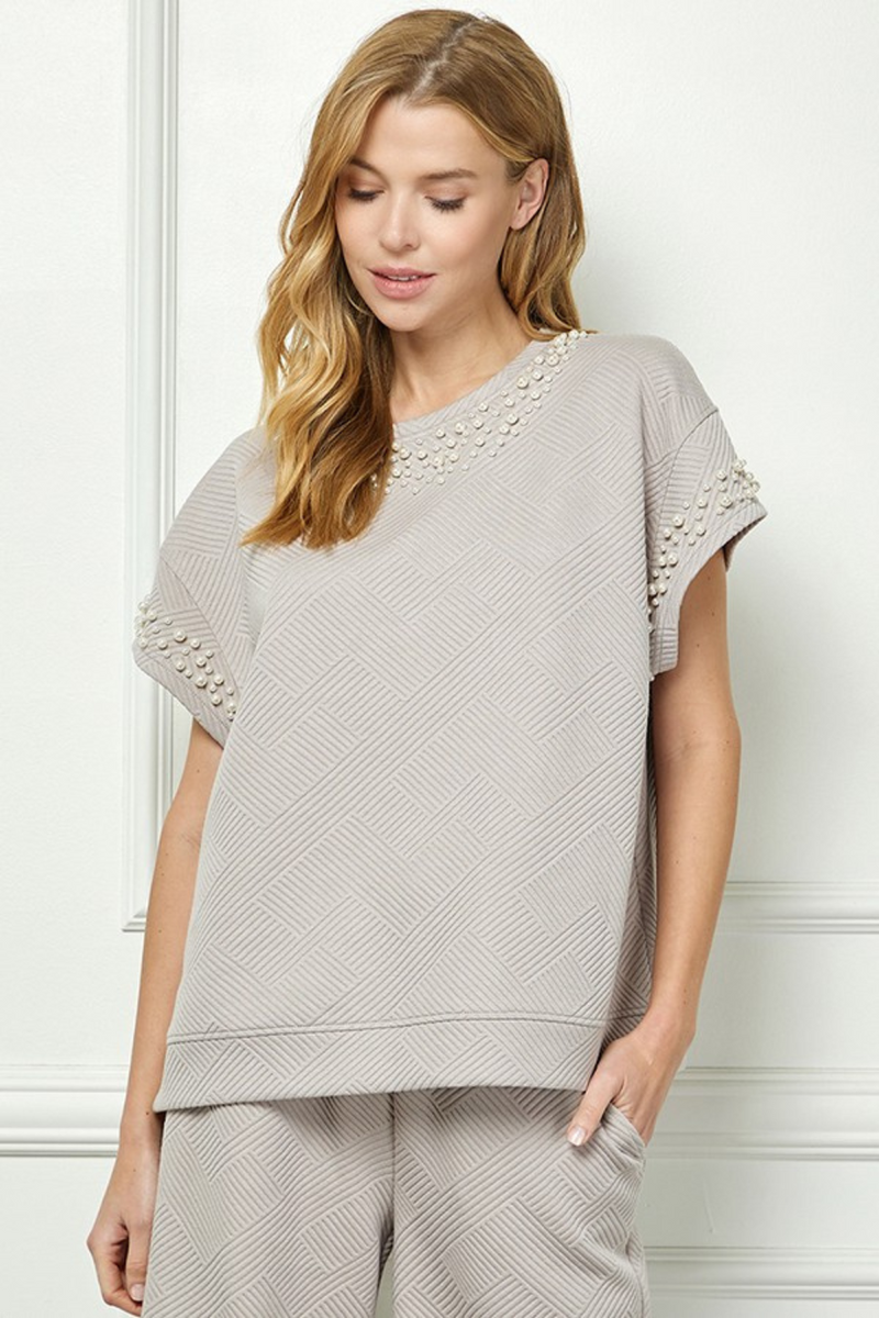 Oatmeal Pearl Detail Texture Top