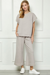 Oatmeal Pearl Detail Texture Cropped Pants