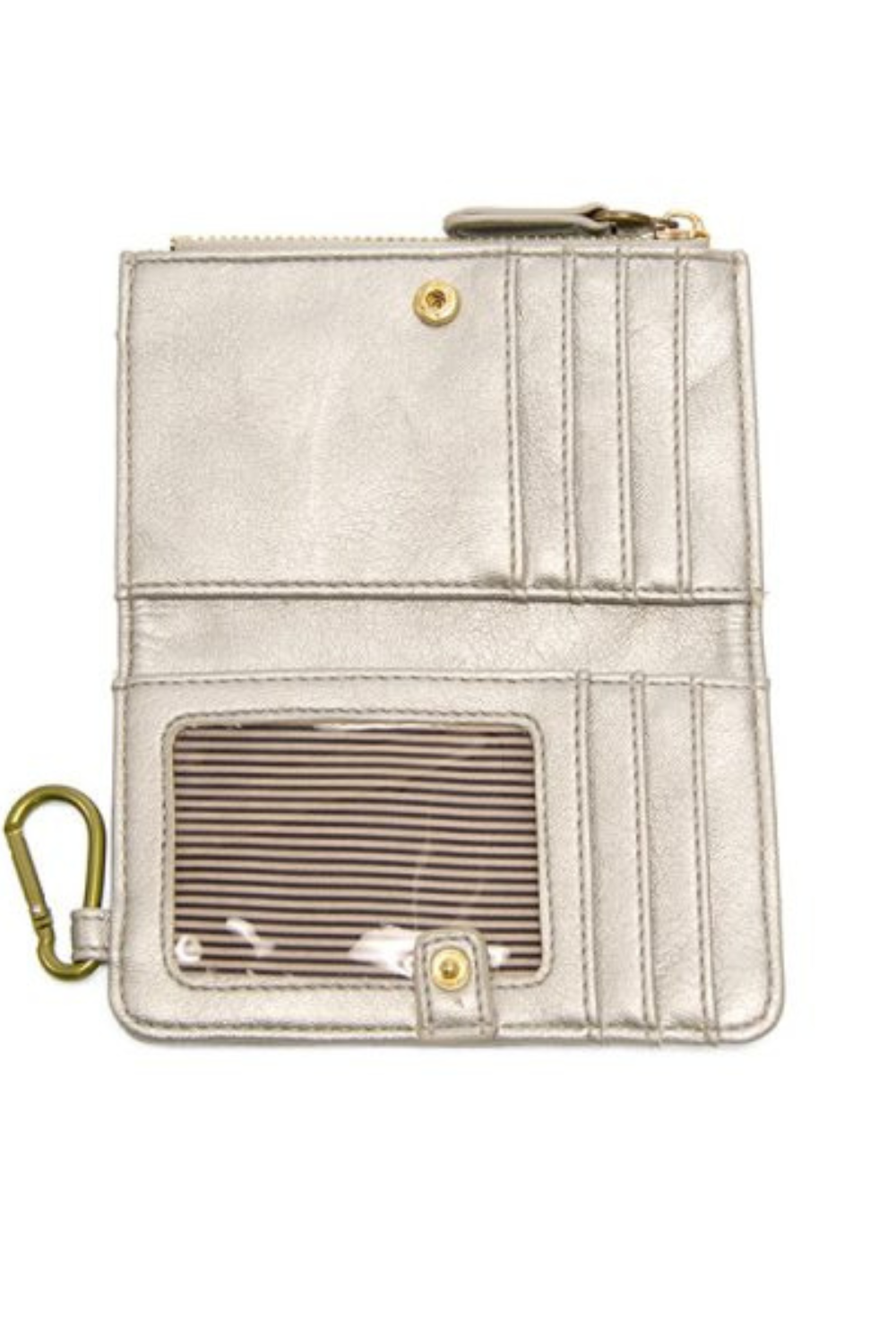 Silver Bobbie Bifold Wallet With Carabiner