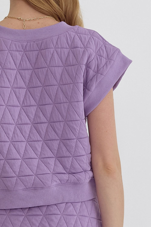 Lavender Textured Short Sleeve Top