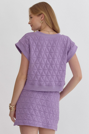 Lavender Textured Short Sleeve Top