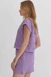 Lavender Textured Short Sleeve Top