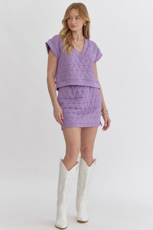 Lavender Textured Short Sleeve Top