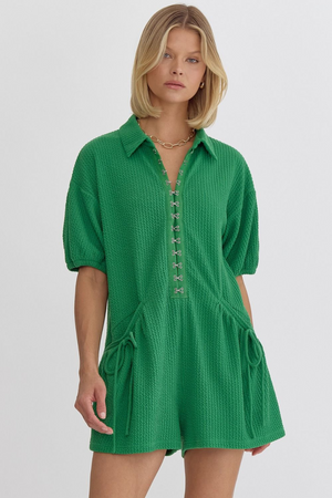 Short Sleeve Green Romper